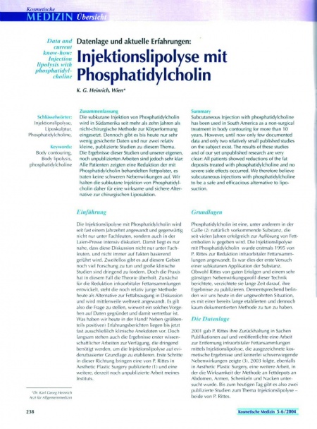 Kosmetische Medizin: Injektionslipolyse mit Phosphatidylcholin