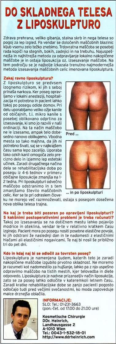 Do skladnega telesa z liposkulpturo