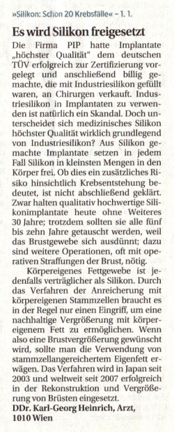 Die Presse: Es wird Silikon freigesetzt