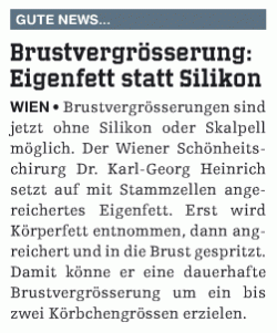 Heute: Brustvergrösserung: Eigenfett statt Silikon